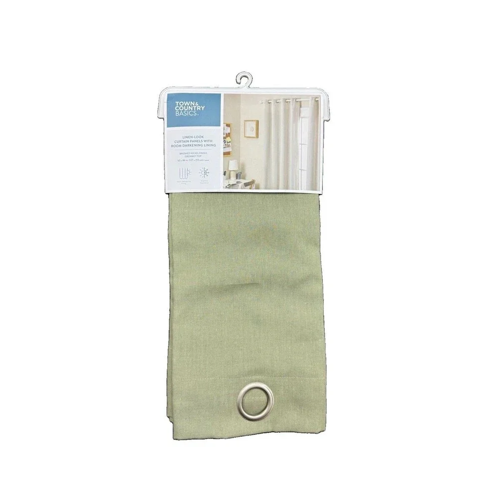 (A5) Town & Country Basics Bertram Sage Green Room Darkening Curtains 50x84 Pack